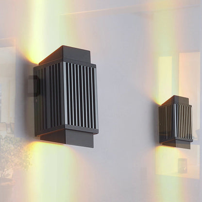 Ray Modern Round/Rectangular Metal/ Outdoor Wall Lamp, Black