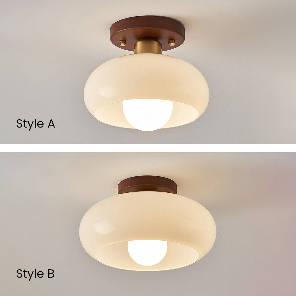 Classic Flush Cream Glass Ceiling Light