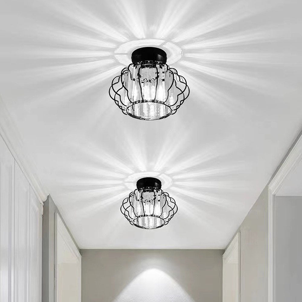 Gold Crystal Flush Ceiling Light
