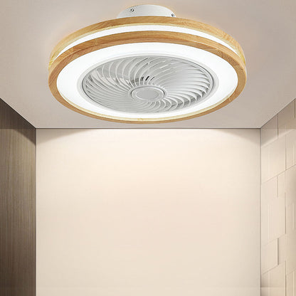 Modern Round Wood LED Ceiling Fan Light