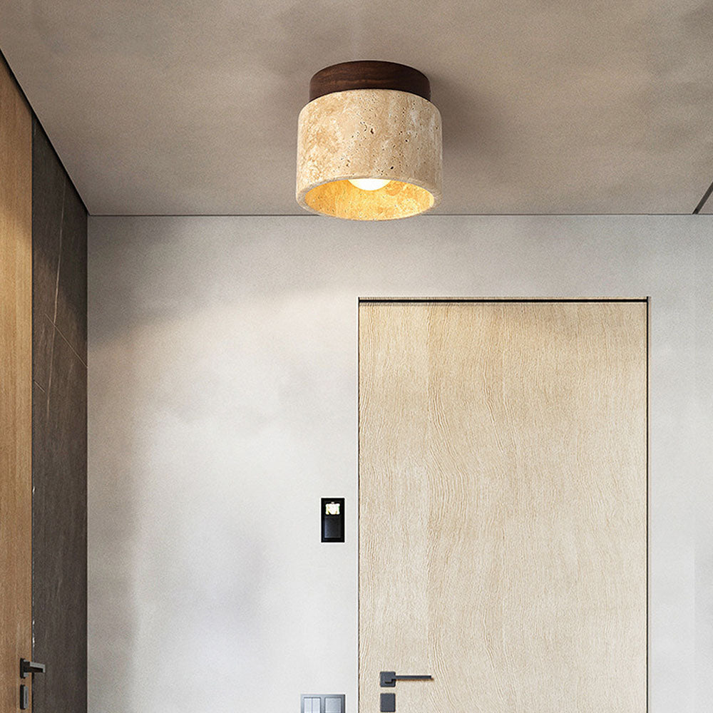 Cylindrical Wood Ceiling Light