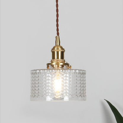 Textured Glass Cylinder Pendant