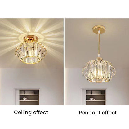 Gold Crystal Flush Ceiling Light