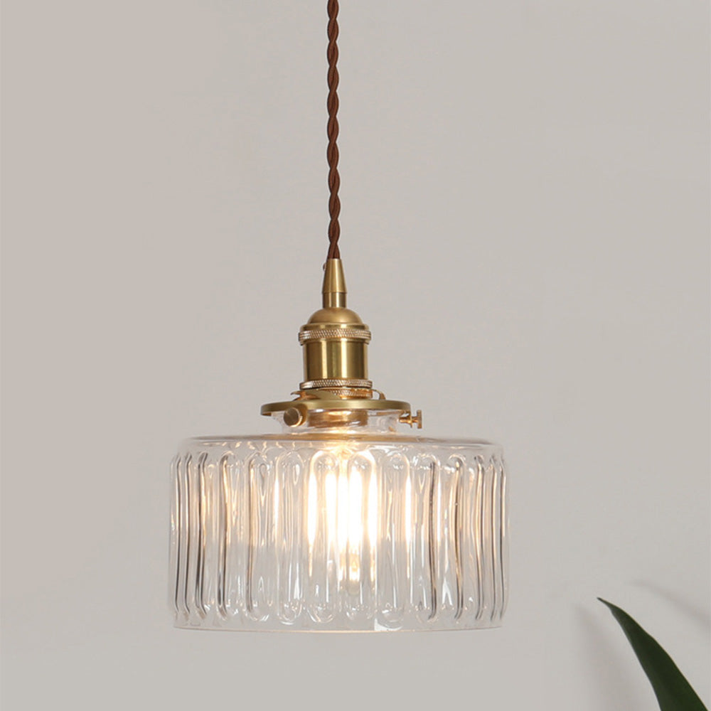 Textured Glass Cylinder Pendant