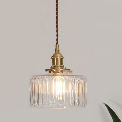 Textured Glass Cylinder Pendant