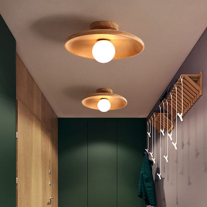 Wood Accent Round Ceiling Light