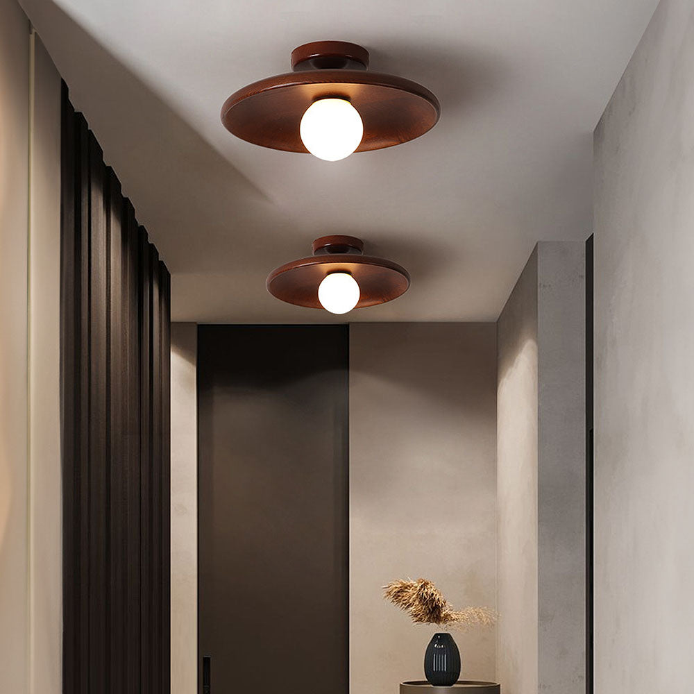 Wood Accent Round Ceiling Light