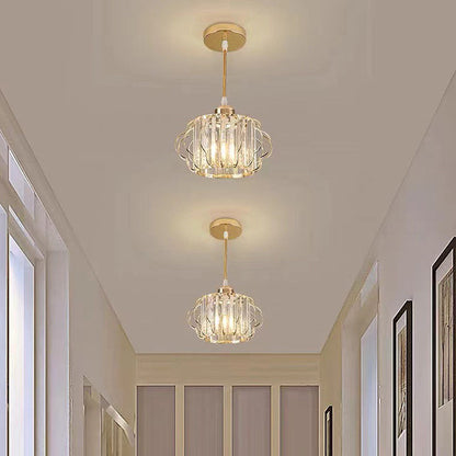 Gold Crystal Flush Ceiling Light