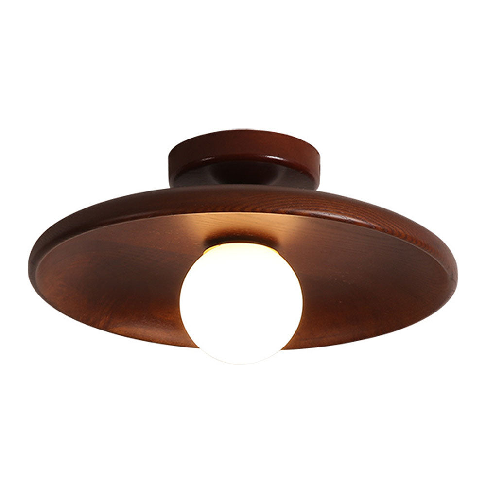 Wood Accent Round Ceiling Light