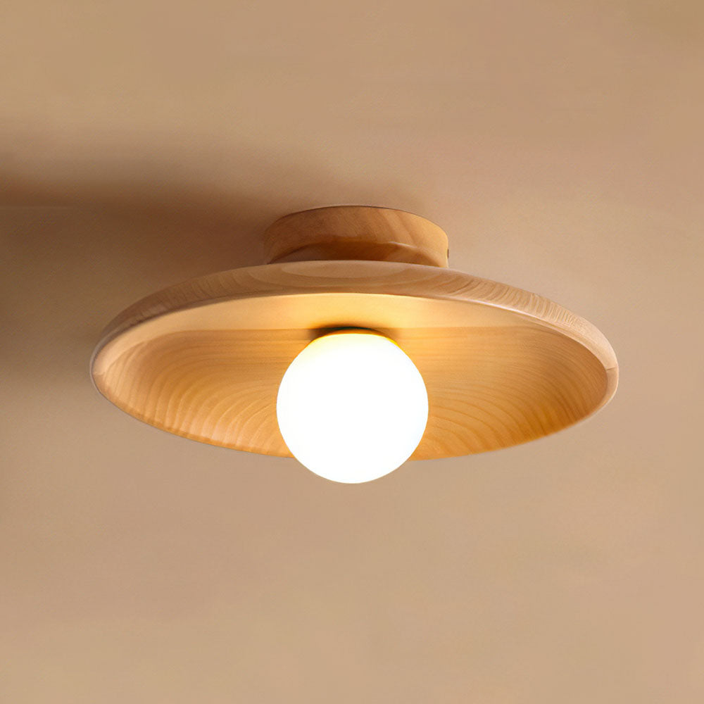 Wood Accent Round Ceiling Light