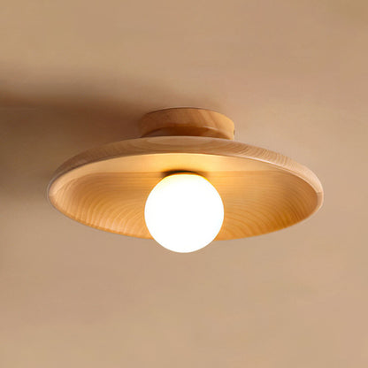 Wood Accent Round Ceiling Light