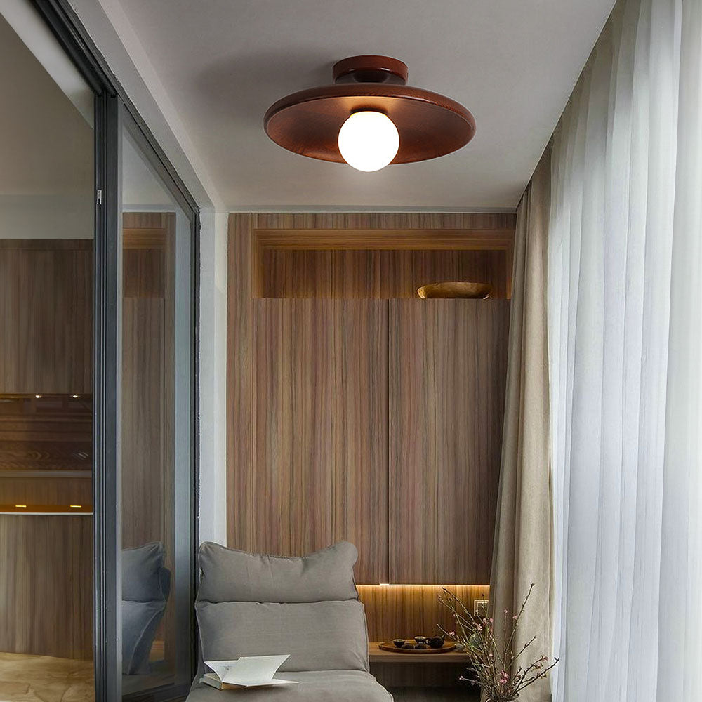 Wood Accent Round Ceiling Light
