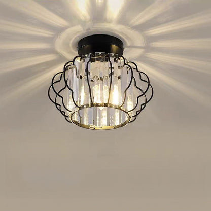 Gold Crystal Flush Ceiling Light