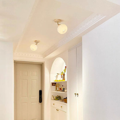 Minimalist Cream and Wood Ceiling Spotlight