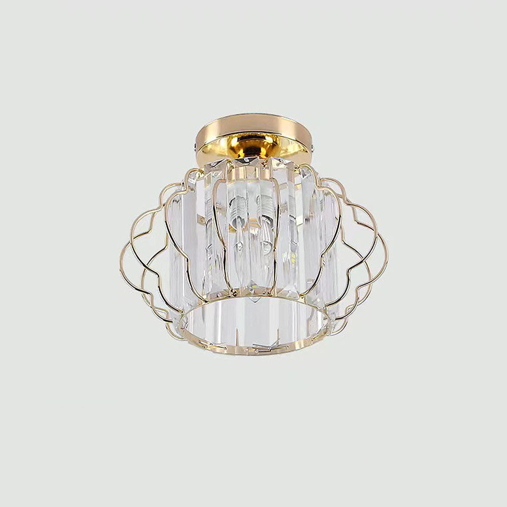 Gold Crystal Flush Ceiling Light