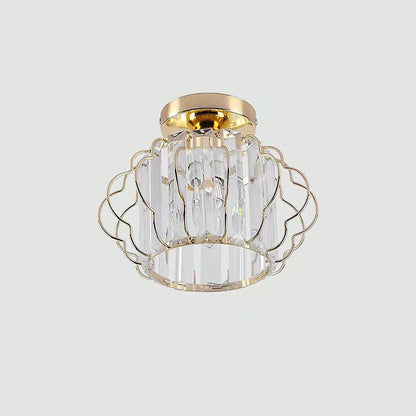 Gold Crystal Flush Ceiling Light