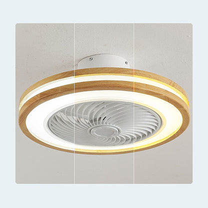 Modern Round Wood LED Ceiling Fan Light