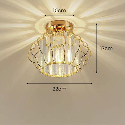 Gold Crystal Flush Ceiling Light