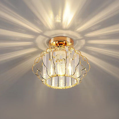 Gold Crystal Flush Ceiling Light