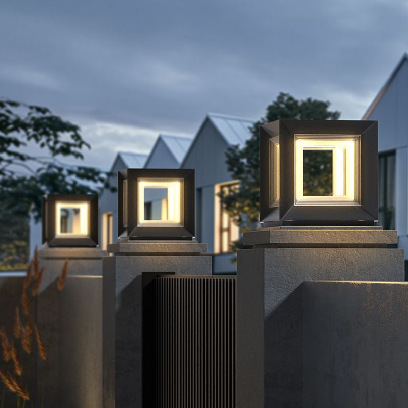 Modern LED Cube Outdoor Post Light