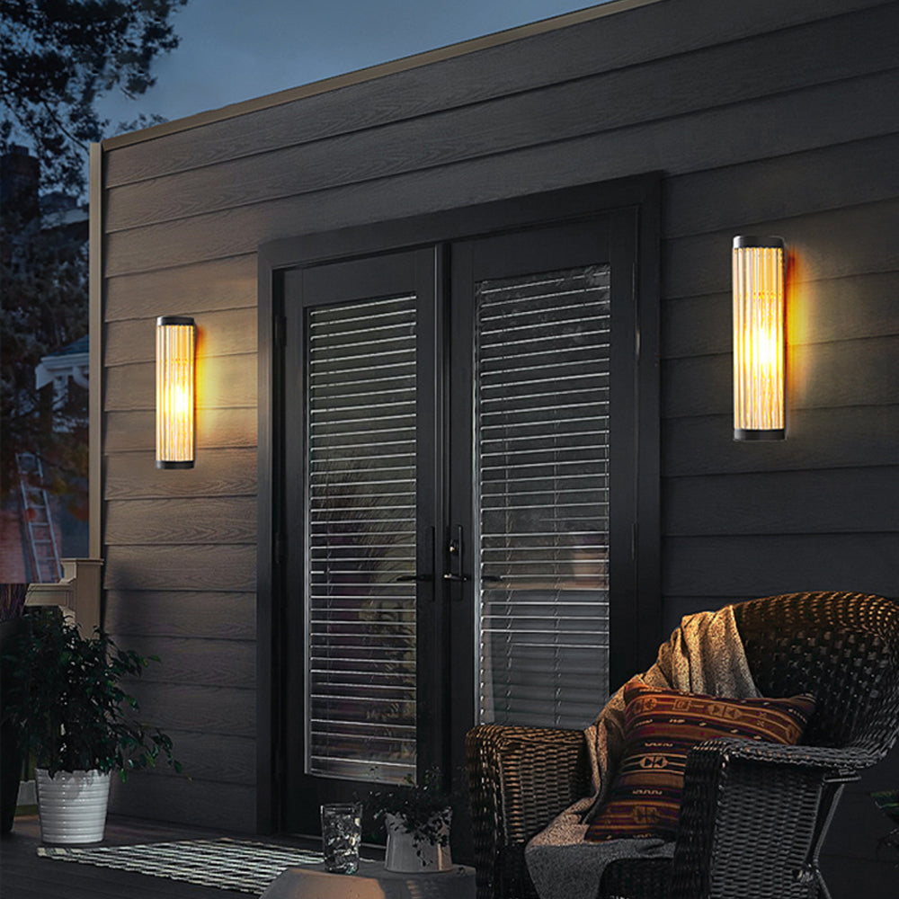 Modern Semi-Cylindrical Metal/Glass Outdoor Wall Lamp