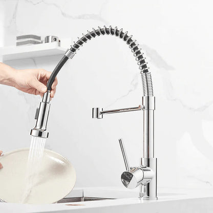 Modern Kitchen Faucet with Pull-Down Spring Sprayer