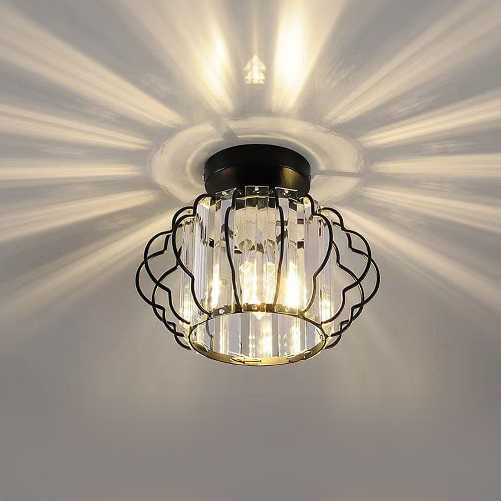 Gold Crystal Flush Ceiling Light