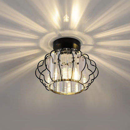 Gold Crystal Flush Ceiling Light