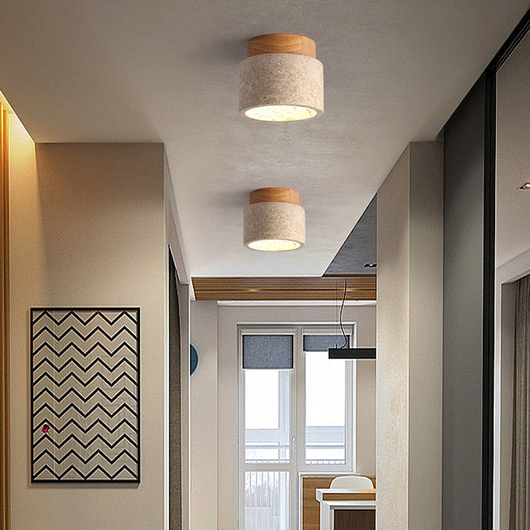 Cylindrical Wood Ceiling Light
