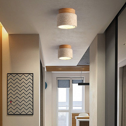 Cylindrical Wood Ceiling Light