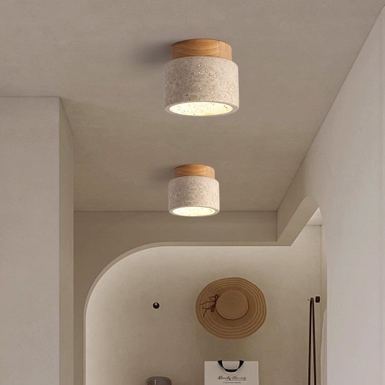Cylindrical Wood Ceiling Light