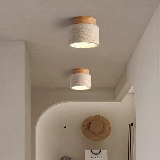 Cylindrical Wood Ceiling Light