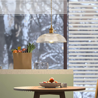 Ribbed Glass Retro Pendant