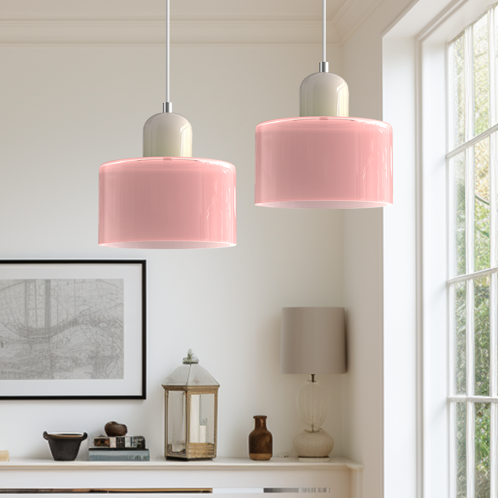 Small Glass Pendant Lamp in Bauhaus Style