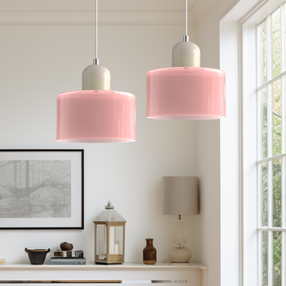 Small Glass Pendant Lamp in Bauhaus Style