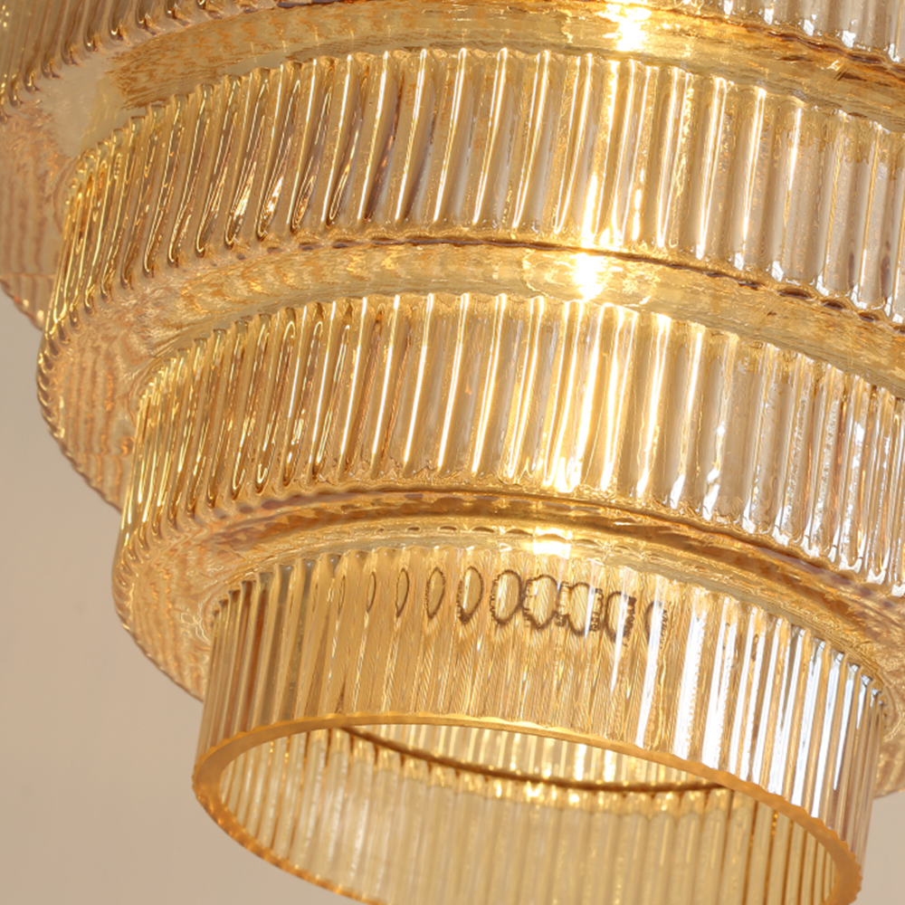 Antique Ribbed Brass Pendant Light