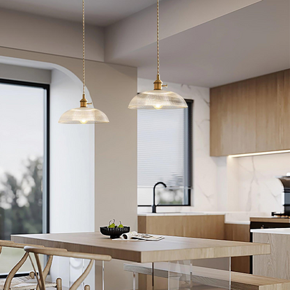 Ribbed Glass Retro Pendant