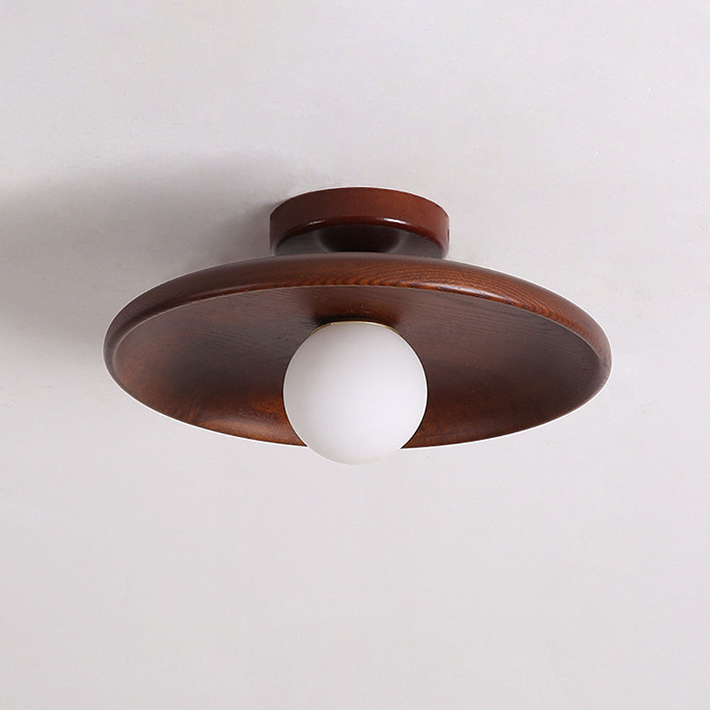 Wood Accent Round Ceiling Light