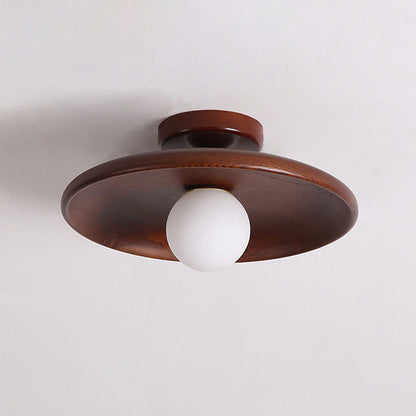 Wood Accent Round Ceiling Light