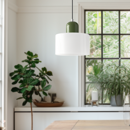 Small Glass Pendant Lamp in Bauhaus Style