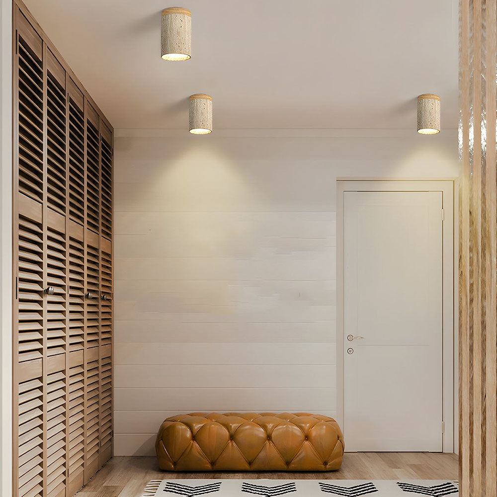 Cylindrical Wood Ceiling Light