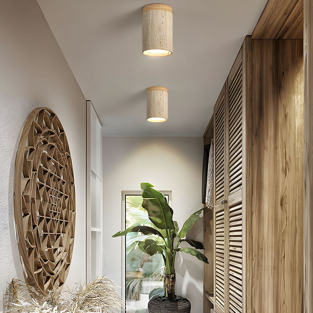 Cylindrical Wood Ceiling Light