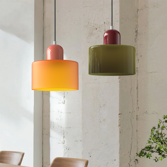 Small Glass Pendant Lamp in Bauhaus Style
