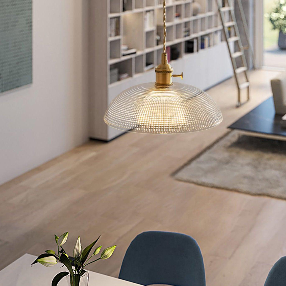 Ribbed Glass Retro Pendant