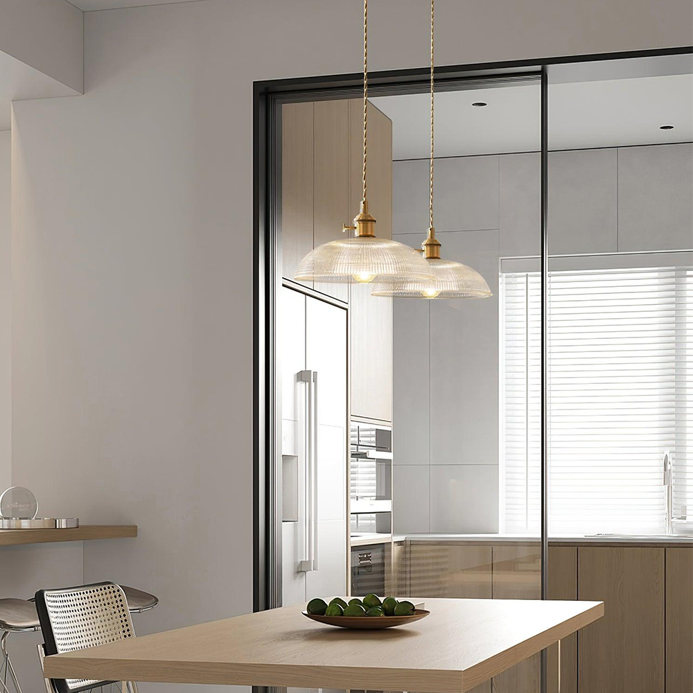 Ribbed Glass Retro Pendant