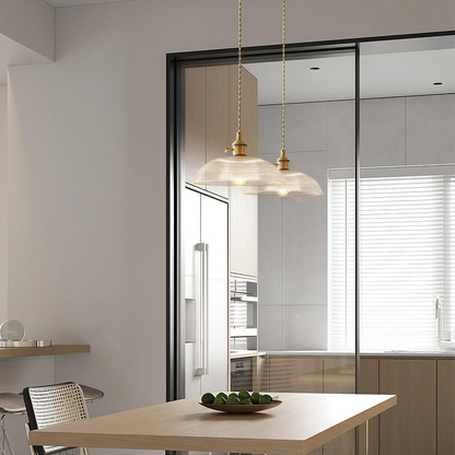 Ribbed Glass Retro Pendant