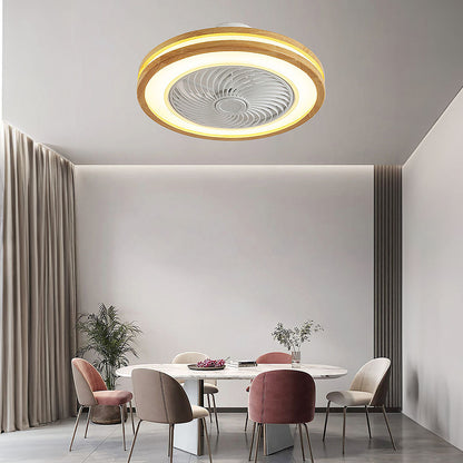 Modern Round Wood LED Ceiling Fan Light