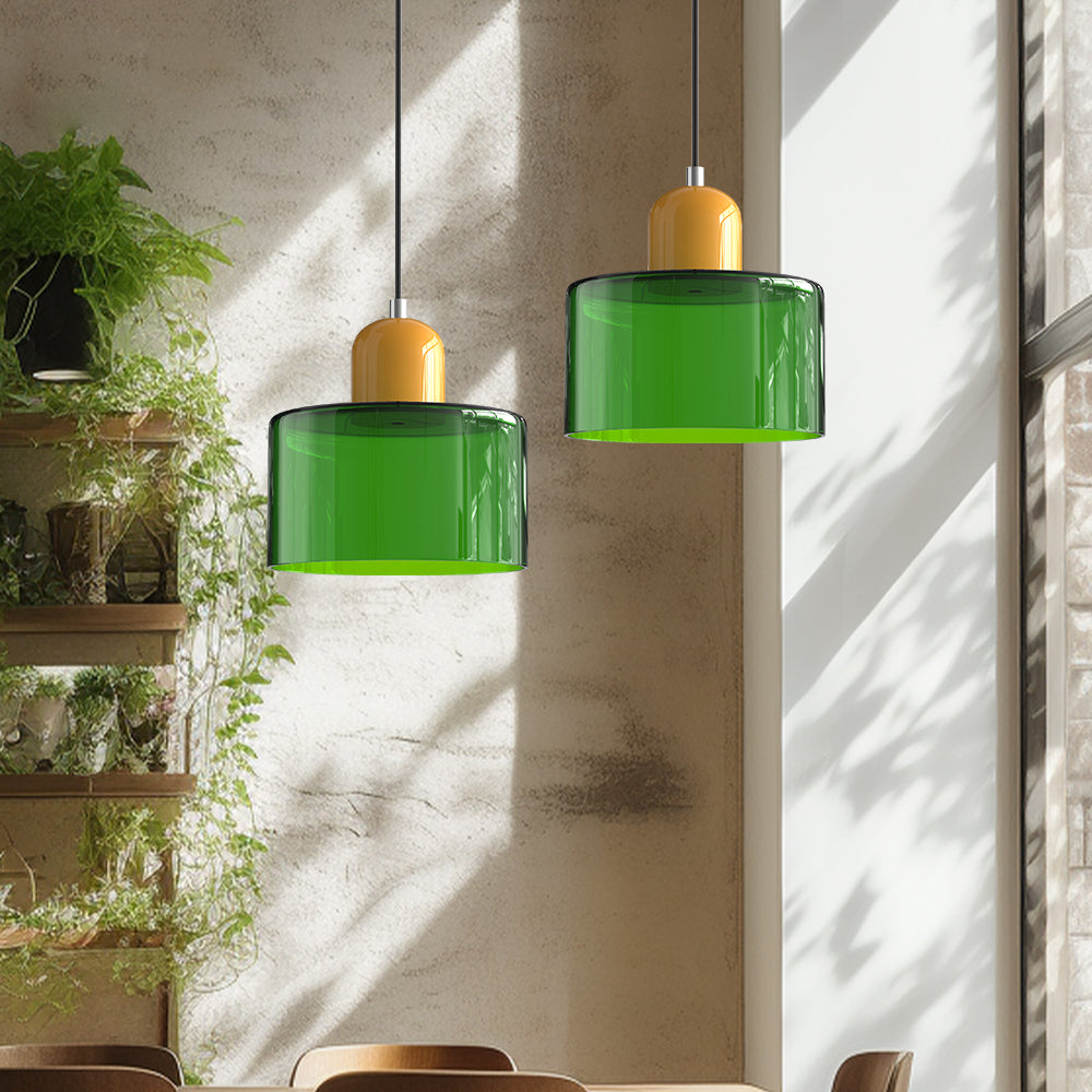 Small Glass Pendant Lamp in Bauhaus Style