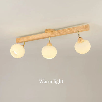 Minimalist Cream and Wood Ceiling Spotlight