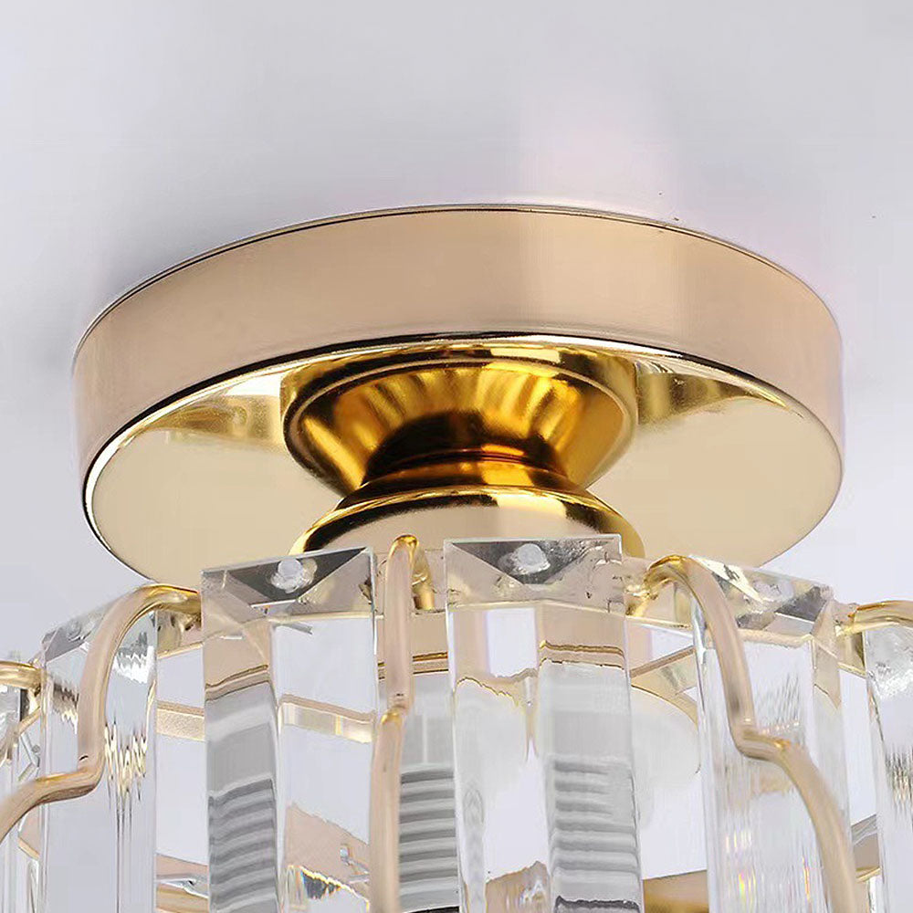 Gold Crystal Flush Ceiling Light